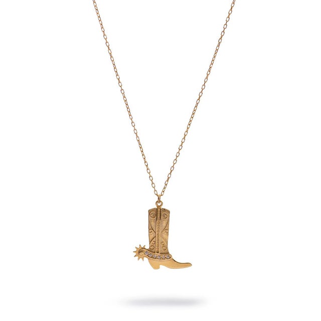 Contemporary Western Spirit Cowboy Boot Gold Vermeil Necklace For Sale - Image 3 of 7