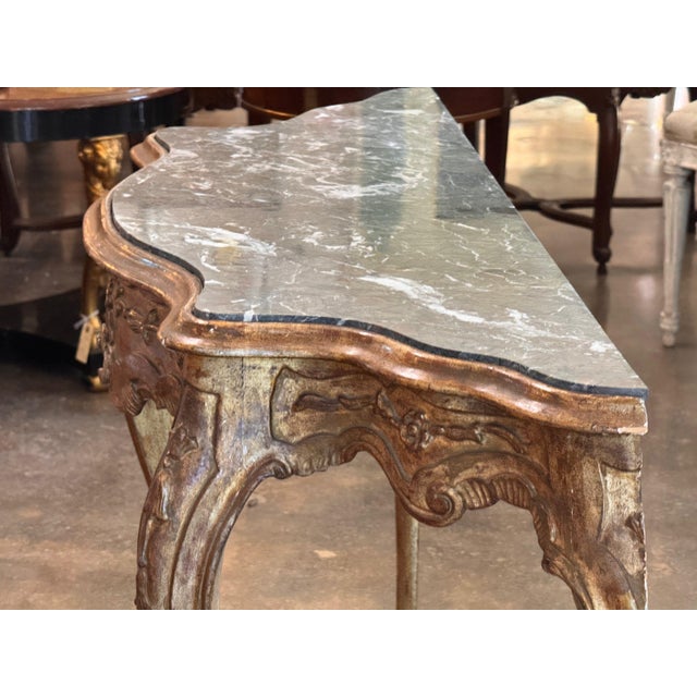 19th Century French Giltwood Console With Marble Top For Sale - Image 10 of 12