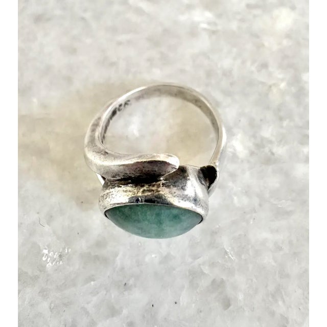 Mid-Century Modern Vintage Sterling Silver Aquamarine Ring, Size 6.75 For Sale - Image 3 of 7