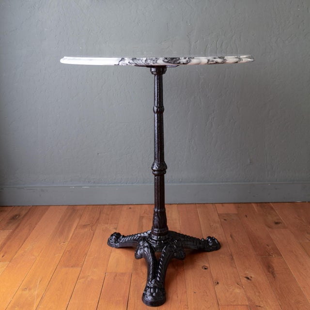 Antique Marble and Cast Iron French Bistro Table For Sale - Image 6 of 15