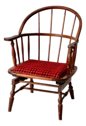 Antique Windsor Chair With Plaid Bounce Seat
