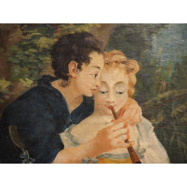 The Flute Lesson, Antique French Oil Painting After François Boucher Circa 1850 For Sale - Image 13 of 18