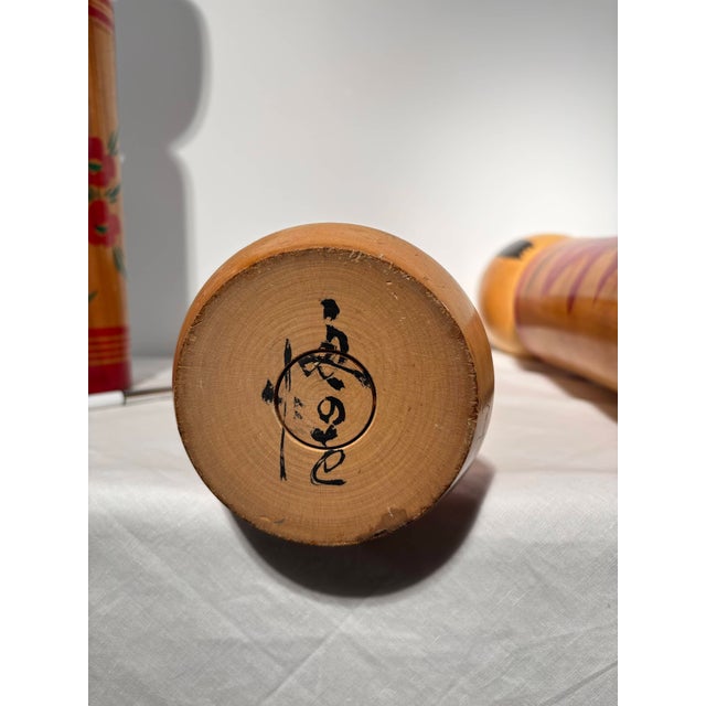 20th Century Traditional Monumental Kokeshi Dolls, Tōhoku, Japan, Set of 3 For Sale - Image 16 of 18