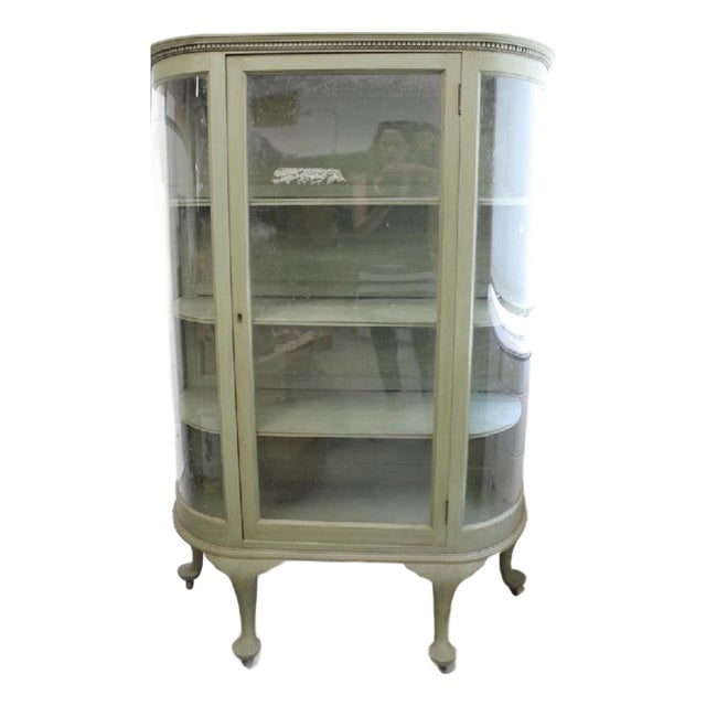 Antique 1900’s Green Display Cabinet For Sale