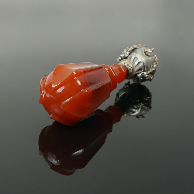 Antique Wax Seal Desk Stamp Solid Agate Handle Gold Sterling Silver Matrix, Dogs & Putti For Sale - Image 10 of 10