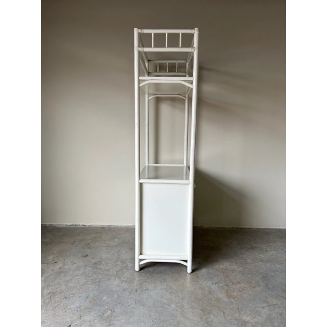 Vintage Bent Rattan White Painted Bookcase For Sale - Image 10 of 13