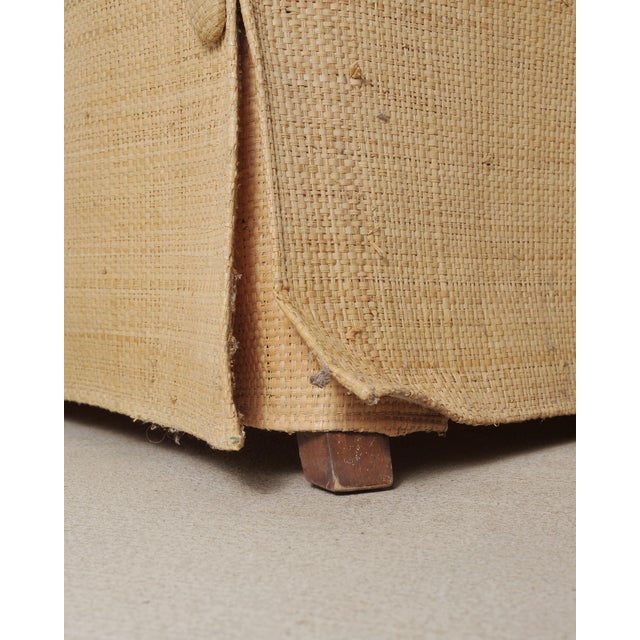 Pair of Skirted Scroll-Back Woven Raffia Slipper Chairs For Sale - Image 16 of 18