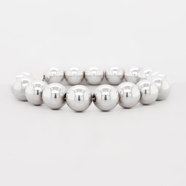 Silver Tiffany & Co. Sterling Silver 10 Mm Beaded Bracelet For Sale - Image 8 of 15
