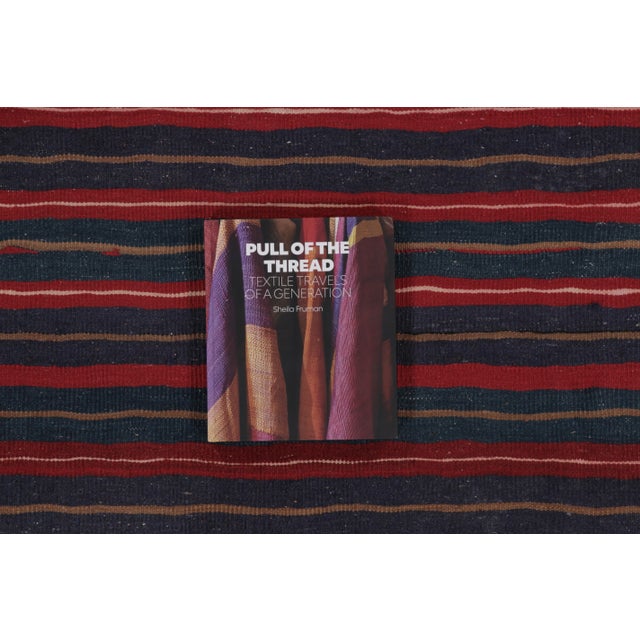 Red Rug & Kilim's Contemporary Rez Kilim With Navy and Red Striped Design For Sale - Image 8 of 10