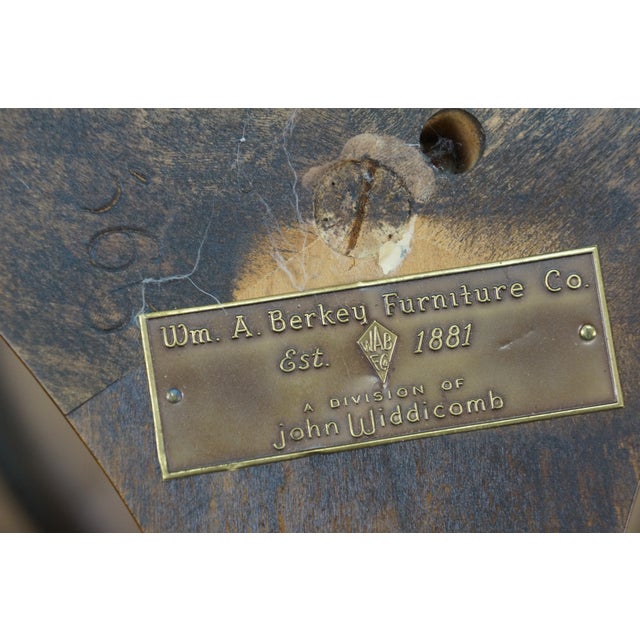 Mid 20th Century Wm a Berkey John Widdicomb Olive Wood Triangle Pedestal End Table 22" For Sale - Image 16 of 16