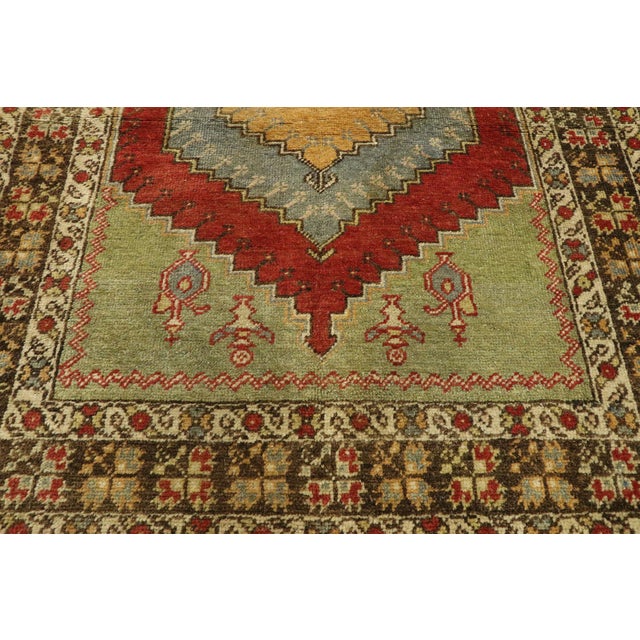 Vintage Turkish Oushak Prayer Rug, 03'11 X 04'10 For Sale - Image 4 of 9