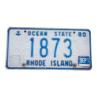 1980 Rhode Island Rare Four Digit License Plate 1873 Metal Wall Art For Sale