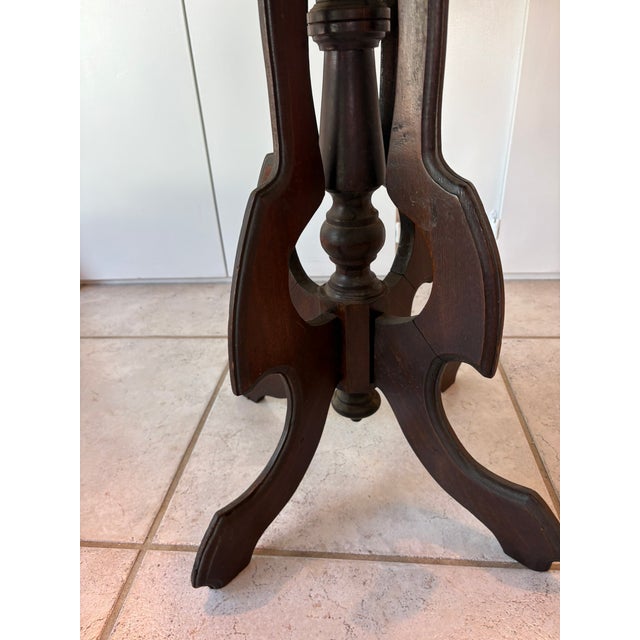 Vintage Petite Inlaid Wood Accent Table With Tripod Base Federal Style For Sale - Image 14 of 15
