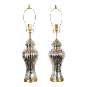 Vintage Pair of Fluted Urn-Shaped Mercury Glass Lamps