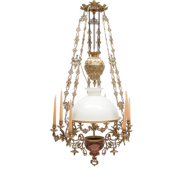 Antique Electrified Chandelier for Candles For Sale