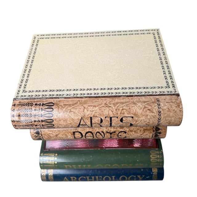1950s Italian Tole Hand Painted Side Table Resembling Stack of Books For Sale - Image 5 of 8