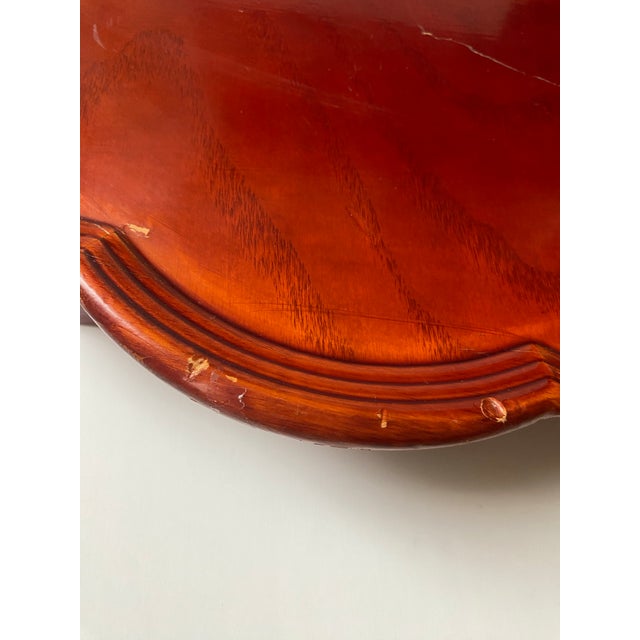 Chestnut Vintage Korean-Style Low Ornate Wood Folding Table/Tea/Dining Tray For Sale - Image 8 of 12