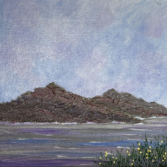 "The Mountains Are Calling" Original Acrylic Painting 6"x6" Mountain Scenery Artwork For Sale - Image 6 of 7