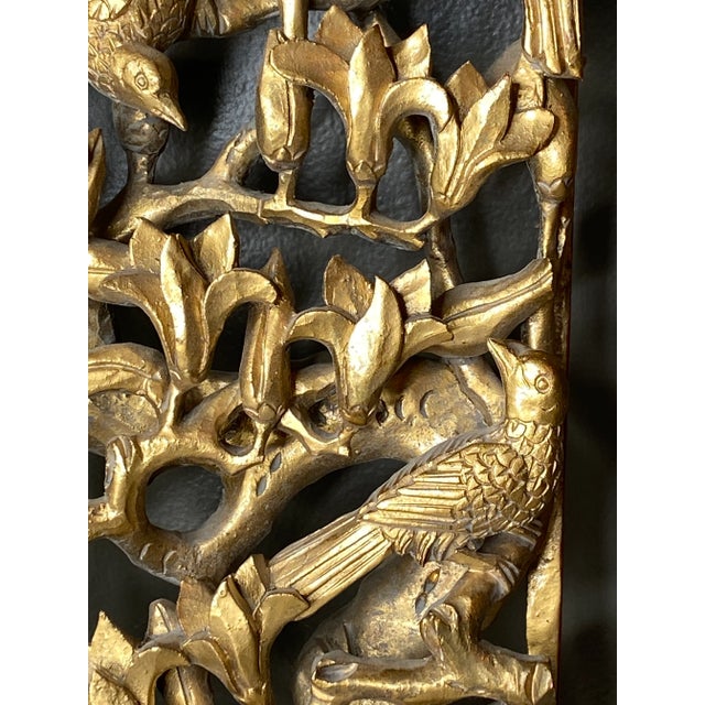 Large Antique Chinese Gilt Carved Panel For Sale - Image 4 of 8