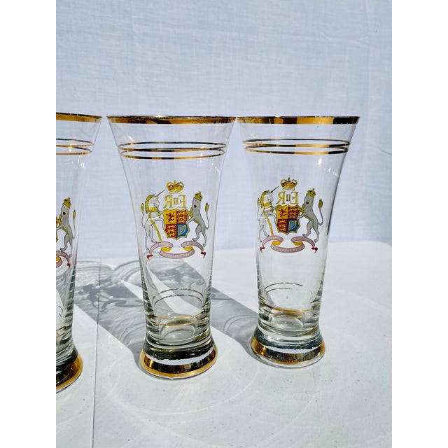 1950s Set of 6 Antique Queen Elizabeth II Coronation Tall Glasses For Sale - Image 10 of 12