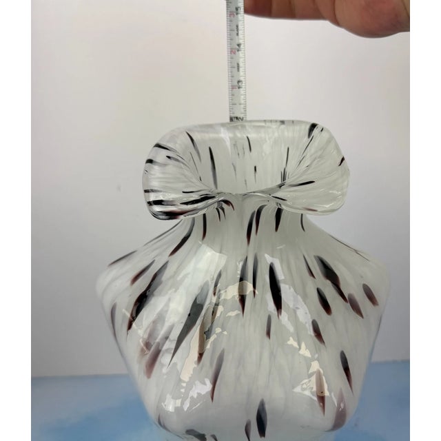 Vintage MCM Murano Style Art Glass 12" White Purple Spots Female Torso Vase For Sale In Houston - Image 6 of 6