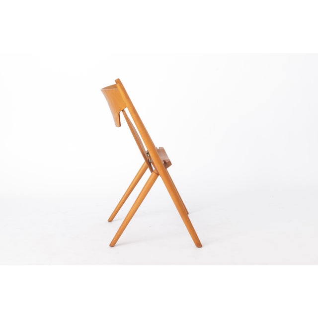 Beige Vintage German Hiller Folding Chair in Beech, 1970s For Sale - Image 8 of 13