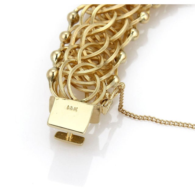 Multi Ring 14k Yellow Gold Wide Charm Bracelet For Sale - Image 4 of 4