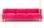 Contemporary Hot Pink Velvet Upholstered Sofa, on four faux bamboo turned wood feet. 29" H x 90" W x 33" D; seat: 17.5" H....