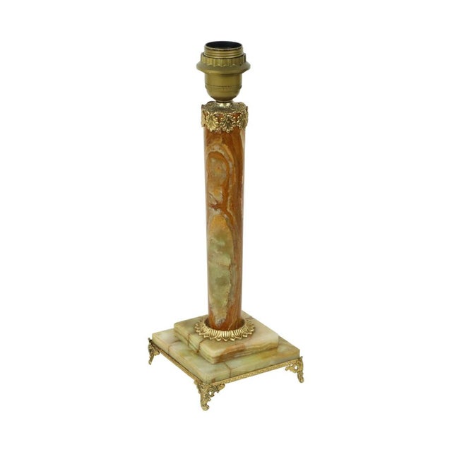 1950s Onyx and Brass Column Table Lamp, 1950s For Sale - Image 5 of 17