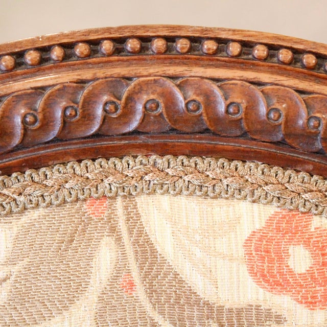 Tan Finely Carved Louis XVI Style Armchairs - A Pair For Sale - Image 8 of 11