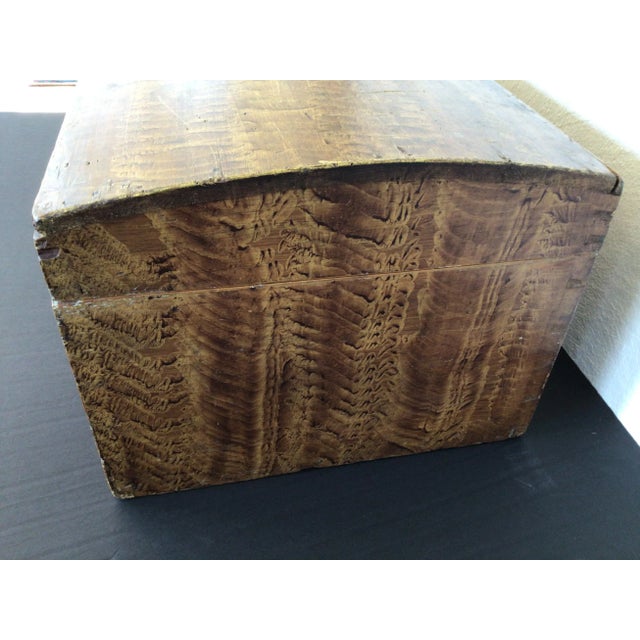 Antique Folk Art Dome Painted Chest For Sale - Image 9 of 11