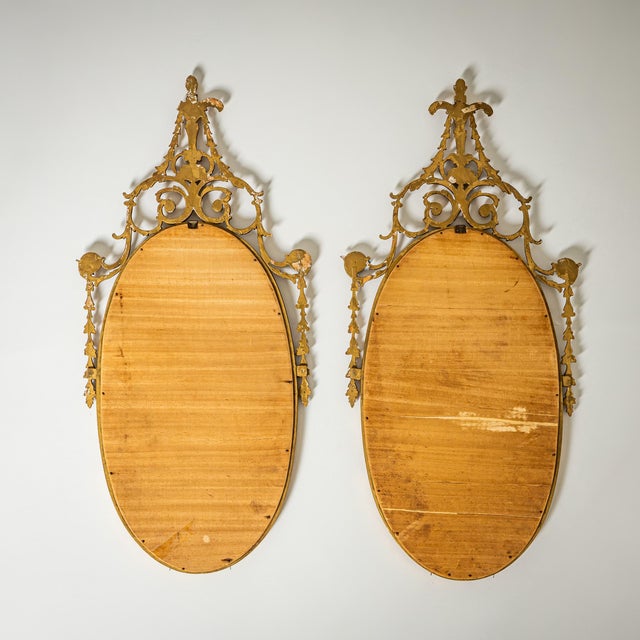 Baroque Mid-Century Oval Giltwood Wall Mirrors, Italy, Set of 2 For Sale - Image 3 of 8