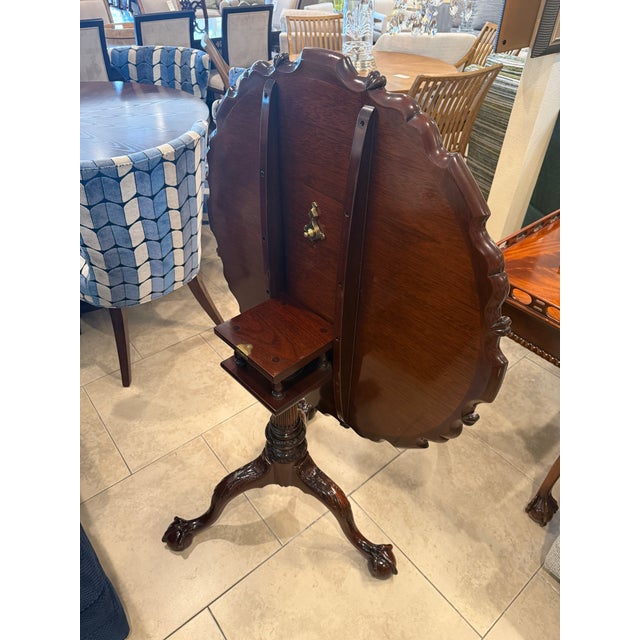 Kindel Furniture Kindel Winterthur Collection Mahogany Pie Crust Flip Top Table For Sale - Image 4 of 9