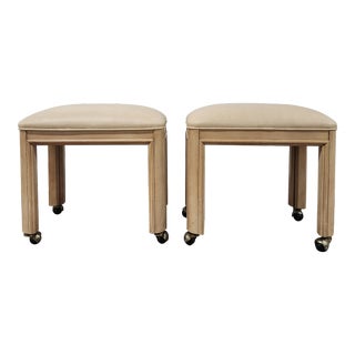 1980's Post Modern Thomasville Parsons Style Contemporary Stools on Casters - a Pair For Sale