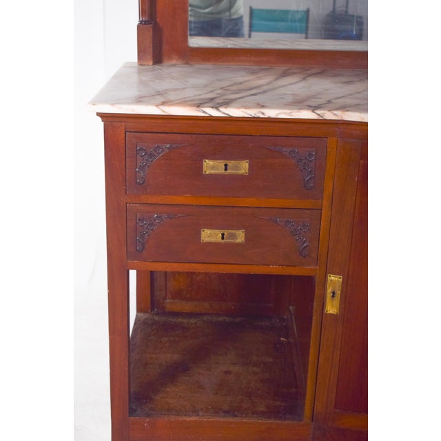 Vintage Sideboard with Marble Top and Mirror, 1920s For Sale - Image 6 of 11