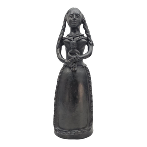 19.5" Mexican Barro Negro Mother & Child Sculpture Lamp Base