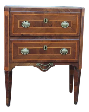 Small Sicilian Como Two Drawers and Inlaid Antique Marble, 1780