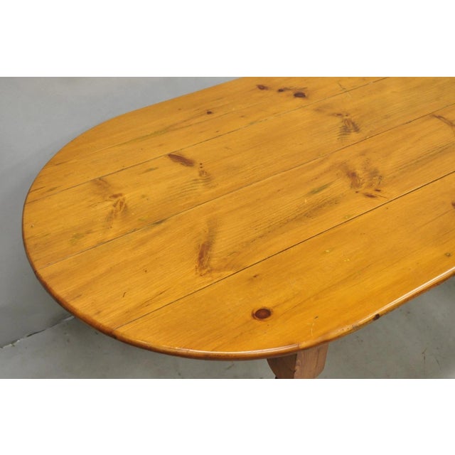 Vintage French Country Oval Pine Wood 78" Baluster Leg Farmhouse Dining Table For Sale In Philadelphia - Image 6 of 18