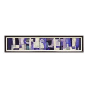 Modern Abstract Blue and Purple Acrylic on Canvas Large Painting Signed Pentkoff, Framed