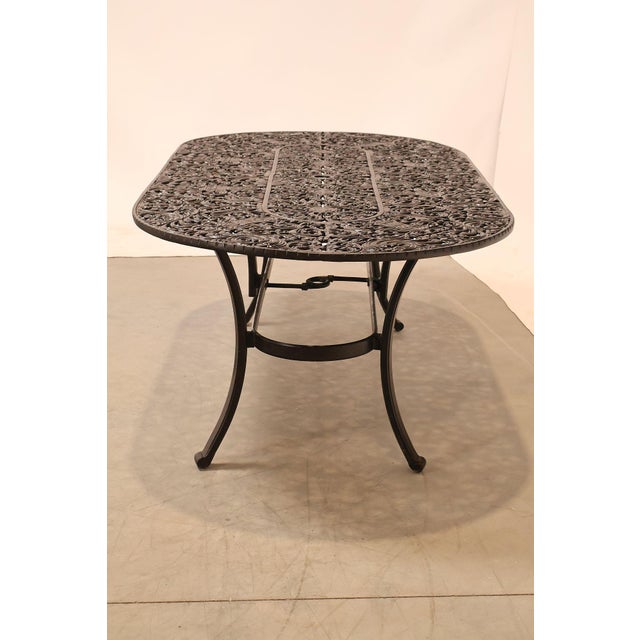 Castelle Cast Aluminum Outdoor Dining Table With Six Chairs Patio Set For Sale - Image 14 of 18