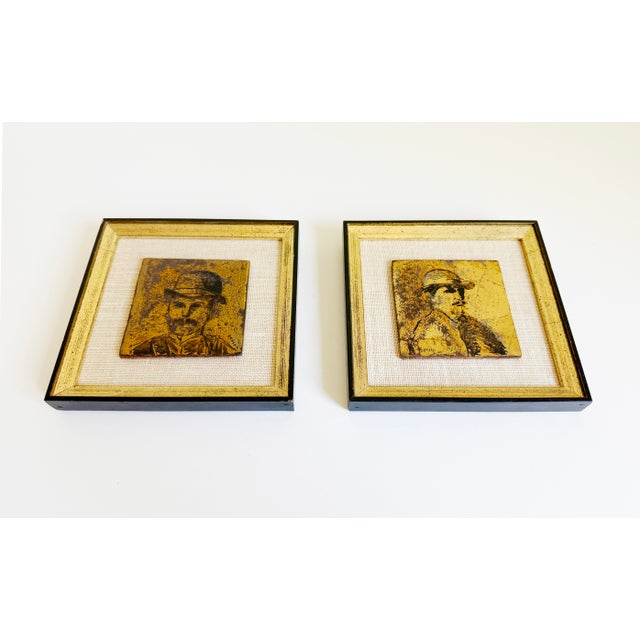 Dandy Portraits in Gold Leaf, Framed, 1950s For Sale - Image 11 of 12