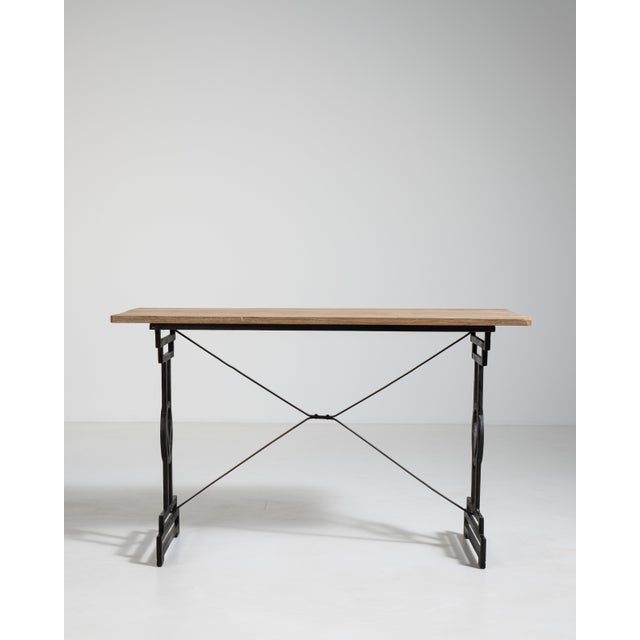 Cast Iron Bistro Table with Oak Top, Antique, France, 20th Century For Sale - Image 14 of 18