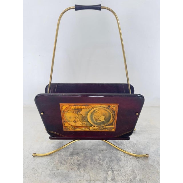Mid-Century Italian Magazine Rack with Handle in the style of Gio Ponti, 1950s For Sale - Image 10 of 11