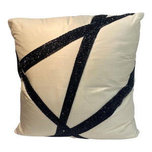 Silk Hand Embroidered Pillow With Tambour Beading by Penn & Fletcher, Inc.