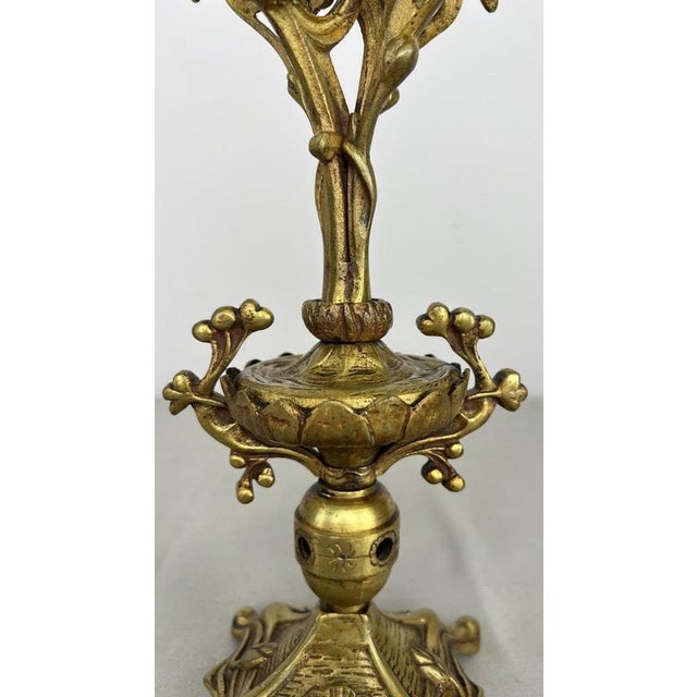 Gold Vintage French Ornate 5-Arm Candelabras, Set of 2 For Sale - Image 8 of 14