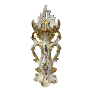 Antique Old Paris Porcelain Floral & Gilt Decorated Double Handled Vase