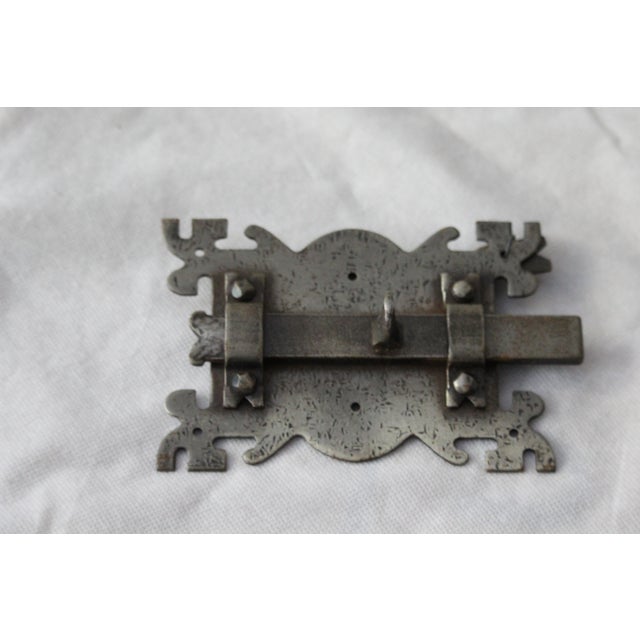 Black Wrought Iron Door Lock, 1950s For Sale - Image 8 of 18