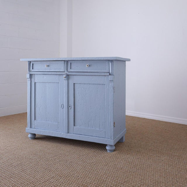 Antique Blue Painted Pine Cupboard - Circa 1880 For Sale - Image 4 of 14