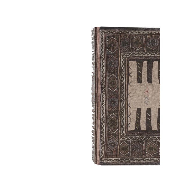 Vintage Turkish Animal Pictorial Sumac Rug 3'3'' X 5'11'' For Sale - Image 4 of 13