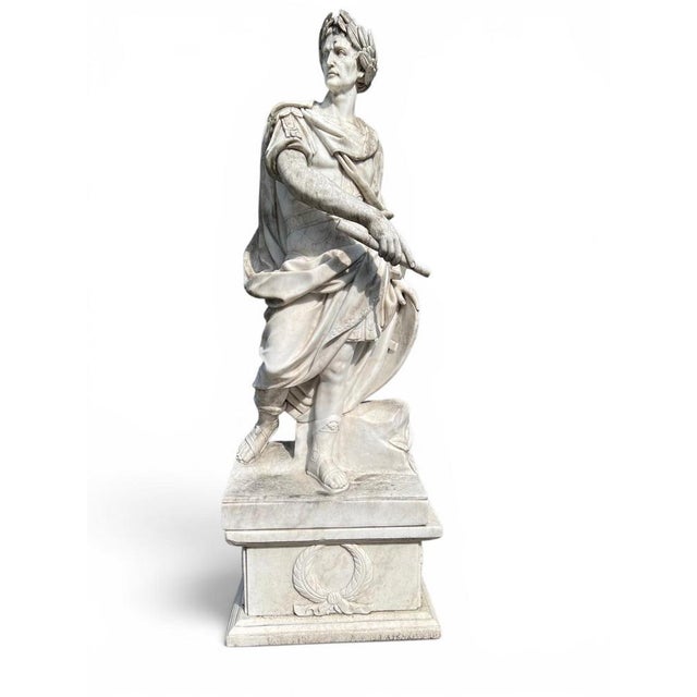 After Nicolas Coustou, Large Sculpture of Julius Caesar, 1980s, Marble For Sale - Image 3 of 7